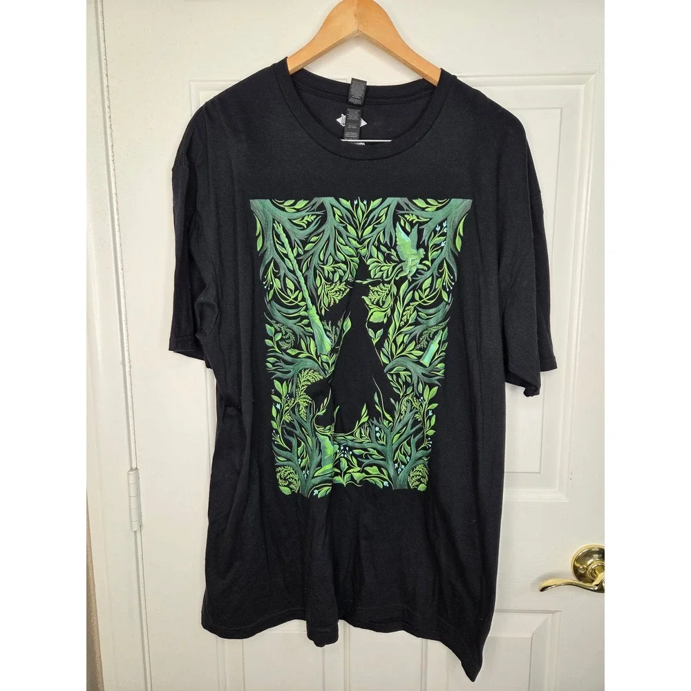 Wicked The Musical Elphaba Witch Graphic T-Shirt Black Green XL Gildan Softstyle